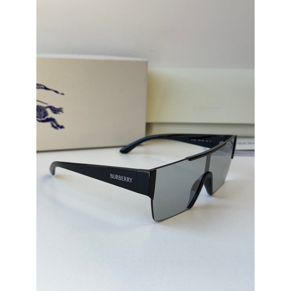 NEW Burberry BE4291 Black Grey Logo Mirror Shield Sunglasses - Picture 3 of 5